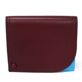 Bottega Veneta Card Case Two-Tone Slide Holder Bordeaux Sky Blue Bicolor RFID IC Chip 578767 Men's (1 of 12)