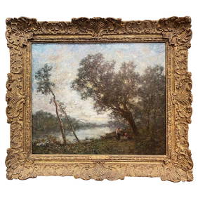 19th Century Oil Painting by Corot in Gilt Frame 30.75x27 (1 of 19)