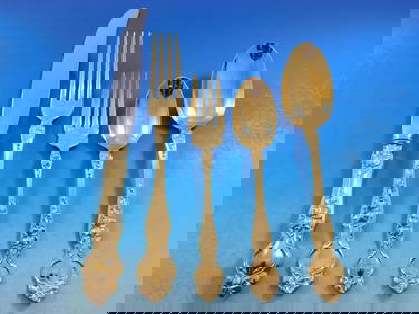 Wallace Violet Gold Sterling Silver Flatware Set Service for 12 61 pcs Art Nouveau (1 of 6)