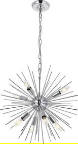 Elegant Lighting Chrome Pendant Light Mid-Century Modern Adjustable Height 25-78.23 (1 of 1)