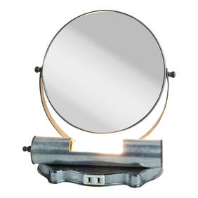 Vintage Art Deco Light-Up Makeup Mirror 7in Round Silver (1 of 8)