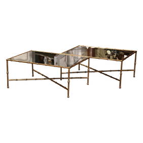 Vintage Maison Bagues French Brass Faux Bamboo Coffee Tables Set of 2 (1 of 8)