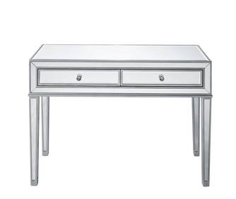Antique Silver 42in Desk with Crystal Knobs and Beveled Mirror (1 of 12)