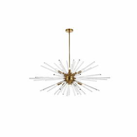 Sienna 42" Goldish Sputnik Chandelier with Glass Rods 10 Light Modern Fixture (1 of 9)