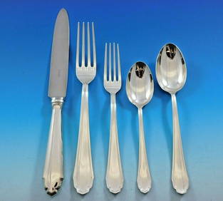 Buccellati Palladio Sterling Silver Flatware Set for 12 60pcs Italy (1 of 5)