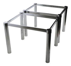 Chic Pair of 1970s Post Modern Chrome Glass End Tables (1 of 10)
