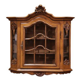 Louis XV Carved Walnut Wall Vitrine 31 x 10.25 x 31.5 in France Circa 1920 (1 of 11)