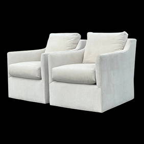 Vintage Boho Century Allison Swivel Chairs Pair in Alabaster (1 of 8)