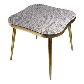 Mid Century Gold Mosaic Tile End Table Amoeba Form 23.75" (1 of 10)