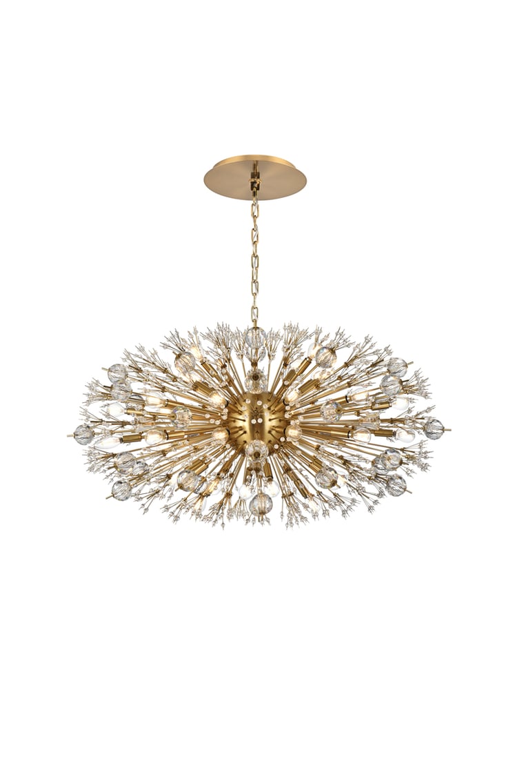 Vera 42 Inch Gold Crystal Starburst Oval Pendant Chandelier: Vera 42 Inch Gold Crystal Starburst Oval Pendant Chandelier Illuminate your space with the Vera 42-inch crystal starburst oval pendant, a stunning fixture that combines modern elegance with a touch of
