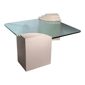Postmodern Glass Top Coffee Table Karl Springer Style 20" H x 54" W (1 of 10)