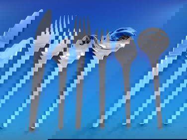 Georg Jensen Caravelle Sterling Silver 75-Piece Flatware Set Mid-Century Modern (1 of 7)