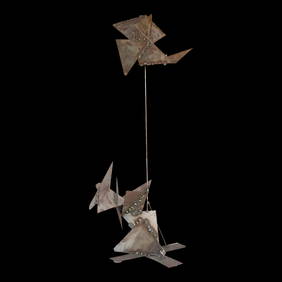 Chic Greige Contemporary Abstract Welded Steel Kinetic Sculpture (1 of 7)