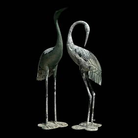 Elegant Vintage Metal Crane Statues - Set of 2 (1 of 6)