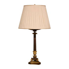 19th Century French Empire Bronze Dore Two-Light Candelabra Lamp 34" (1 of 11)