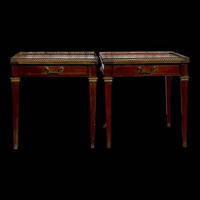 Elegant Vintage Regency Baker Brass Gallery Side Tables Pair (1 of 9)