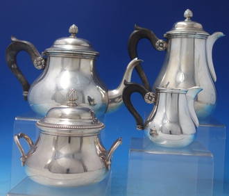 Christofle Sterling Silver 1940s Vintage 4-Piece Tea Set with Ebony Handles (1 of 10)