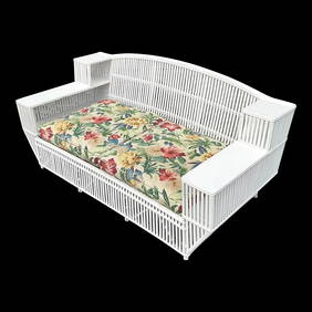 Vintage Bielecky Brothers Inspired White Rattan Sofa (1 of 10)