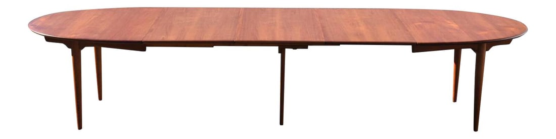 Hans J. Wegner Teak Oval Dining Table with 3 Leaves 144.25 in (1 of 9)