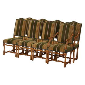 Set of 8 Louis XIV Carved Elm Dining Chairs France Circa 1980 (1 of 9)