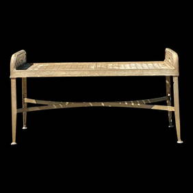 Vintage Regency Aluminum Bench with Punch-Cut Diamond Design (1 of 9)