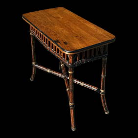 Vintage Coastal Karpen Rattan Side Table 30.5 x 16.25 x 27.75 (1 of 10)