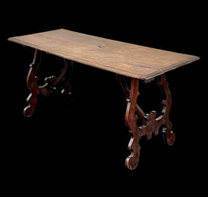 19th Century Vintage Boho Lyre Table Elegant Wood Design (1 of 10)