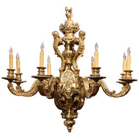 19th Century French Louis XV Bronze Dore Eight-Light Chandelier (1 of 12)