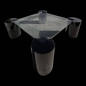 Vintage 80s Glamorous Coffee Table Glass Top Black Pedestals After Springer (1 of 8)