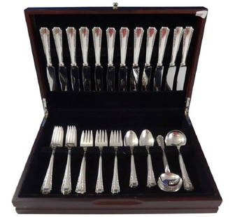 Amston American Colonial Sterling Silver Flatware Set 60 Pieces with Storage Chest: Amston American Colonial Sterling Silver Flatware Set 60 Pieces with Storage Chest Introducing the exquisite American Colonial Sterling Silver Flatware Set by Amston, featuring 60 pieces perfect for e