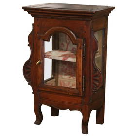 Antique 18th Century French Louis XV Walnut Glass Vitrine Cabinet 26.5" H (1 of 15)