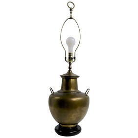 Brass Urn Style Table Lamp with Black Lacquer Base 21in (1 of 10)