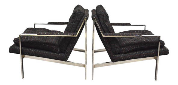 1970s Cy Mann Mid Century Modern Chrome Lounge Chairs Pair (1 of 9)