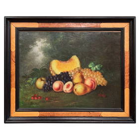 Antique 19th Century French Still Life Oil Painting 28.5" x 35.5" Dated 1878 (1 of 8)