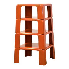 Mario Bellini Quattro Gatti Stacking Tables Set of 4 Orange 20.25" (1 of 5)