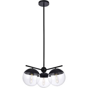 Elegant Lighting Eclipse 3-Light Black Glass Pendant Chandelier 21" (1 of 7)
