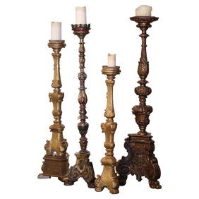 Antique 19th Century Italian Louis XV Candlesticks Set of Four 66" H (1 of 12)
