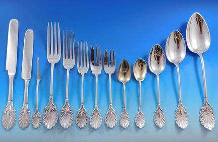 Gorham Grecian Sterling Silver Flatware Set 140 pcs circa 1861 (1 of 11)