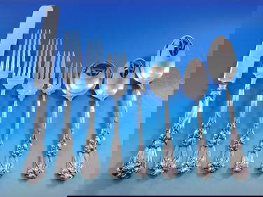 Durgin Iris Sterling Silver Flatware Set 98 Pieces Art Nouveau (1 of 8)