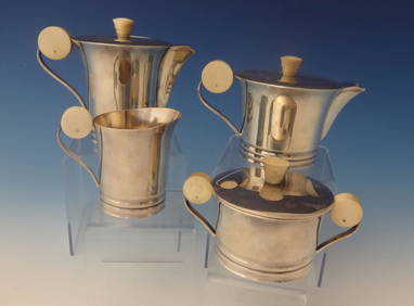 French .950 Sterling Silver Art Deco Tea Set 1915-1930 Coffee Sugar Creamer (1 of 9)