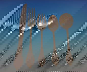 Reed & Barton Florentine Lace Sterling Silver Flatware Set 40 Pcs for 8 (1 of 6)
