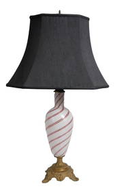 Dino Martens Murano Table Lamp Mezza Filigrana 31in White Glass (1 of 10)