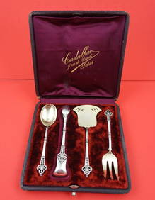 Christofle Renaissance Malmaison Sterling 4-Pc Dessert Set with Fitted Box (1 of 7)