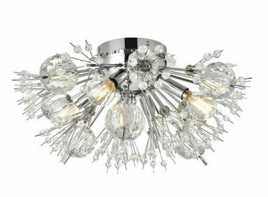 Vera 4-Light Chrome Flush Mount Chandelier 19in Crystal Modern Lighting (1 of 5)
