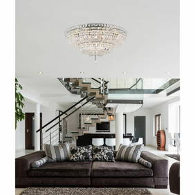 Tranquil 21-Light 36" Chrome Flush Mount Crystal Ceiling Fixture (1 of 8)