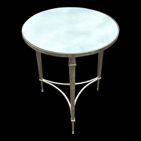 Vintage Regency Mirror Accent Table with Polished Nickel Frame (1 of 4)