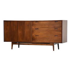 1960s American of Martinsville Walnut Dresser 68" Wide Mid-Century Modern (1 of 9)