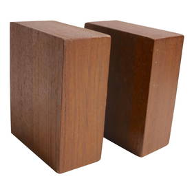 Elegant Walnut Veneer Mid Century Danish Style Bookends 5x4x2 (1 of 5)