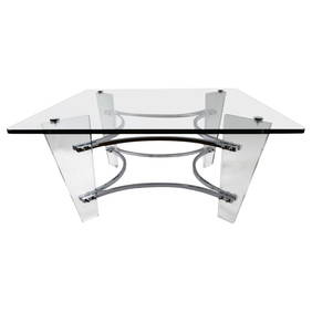 Charles Hollis Jones Lucite Chrome Glass Coffee Table 36x36x16.5 (1 of 10)