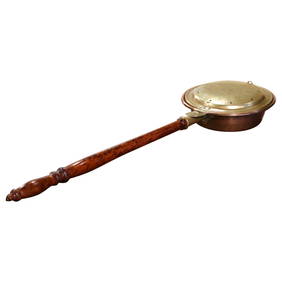 19th Century French Patinated Copper and Walnut Bed Warmer Bassinoire (1 of 10)
